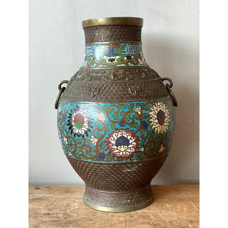 Vintage Asian Cloisonné Vase - Back view
