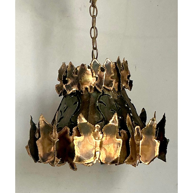 Vintage MCM Torch Cut Chandelier After Tom Greene - Top view