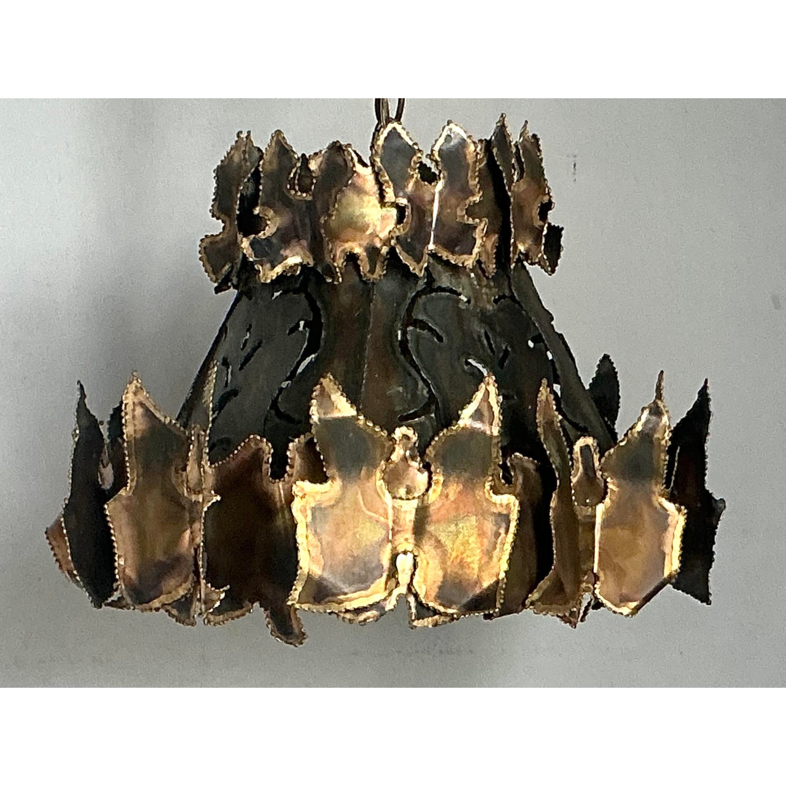 Vintage MCM Torch Cut Chandelier After Tom Greene - Back view