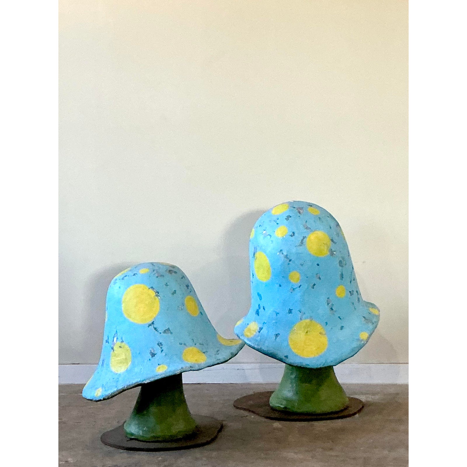 Vintage Boho Monumental Fiberglass Mushrooms - Set of 2 - Detail view