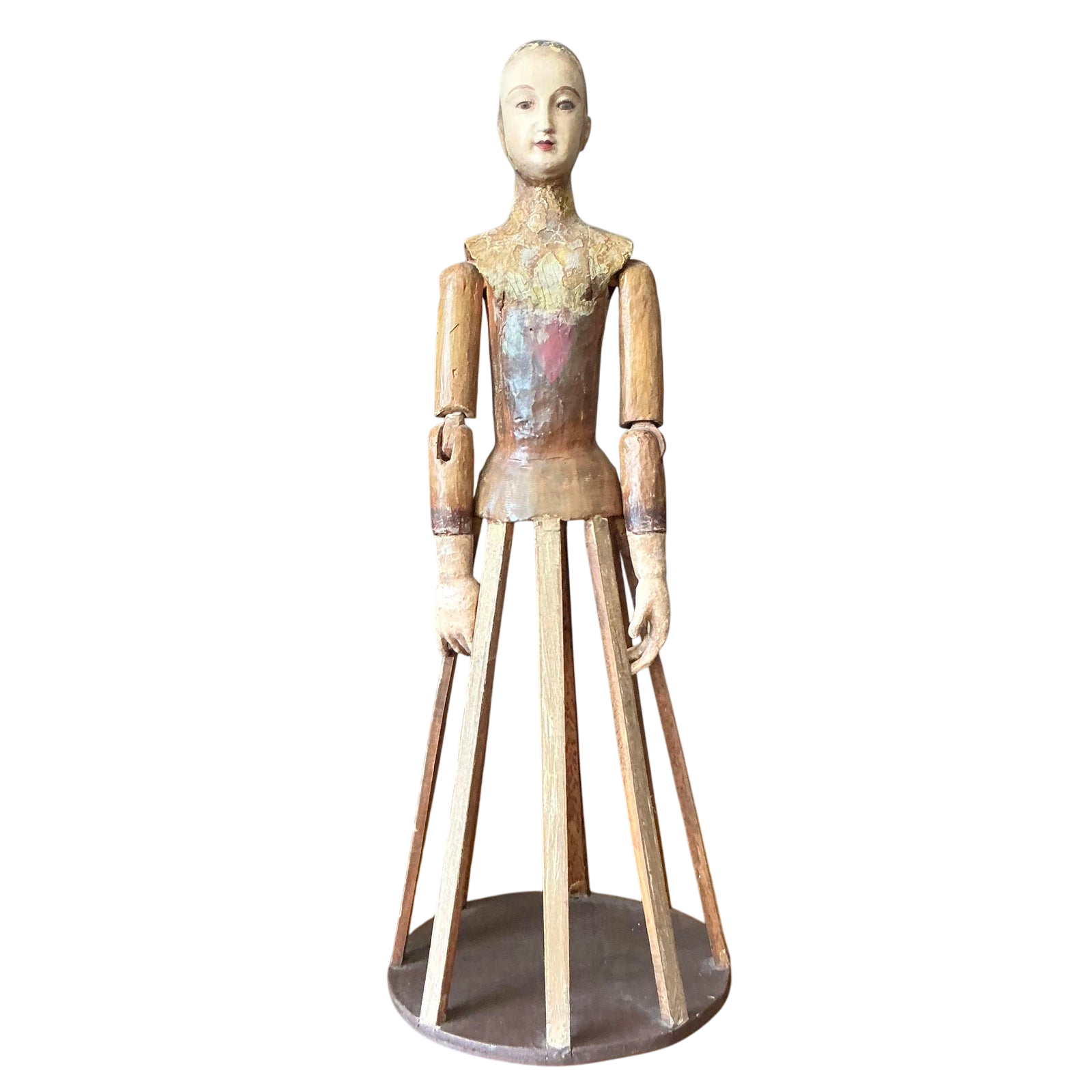 Vintage Boho Wooden Crèche Santos Cage Doll