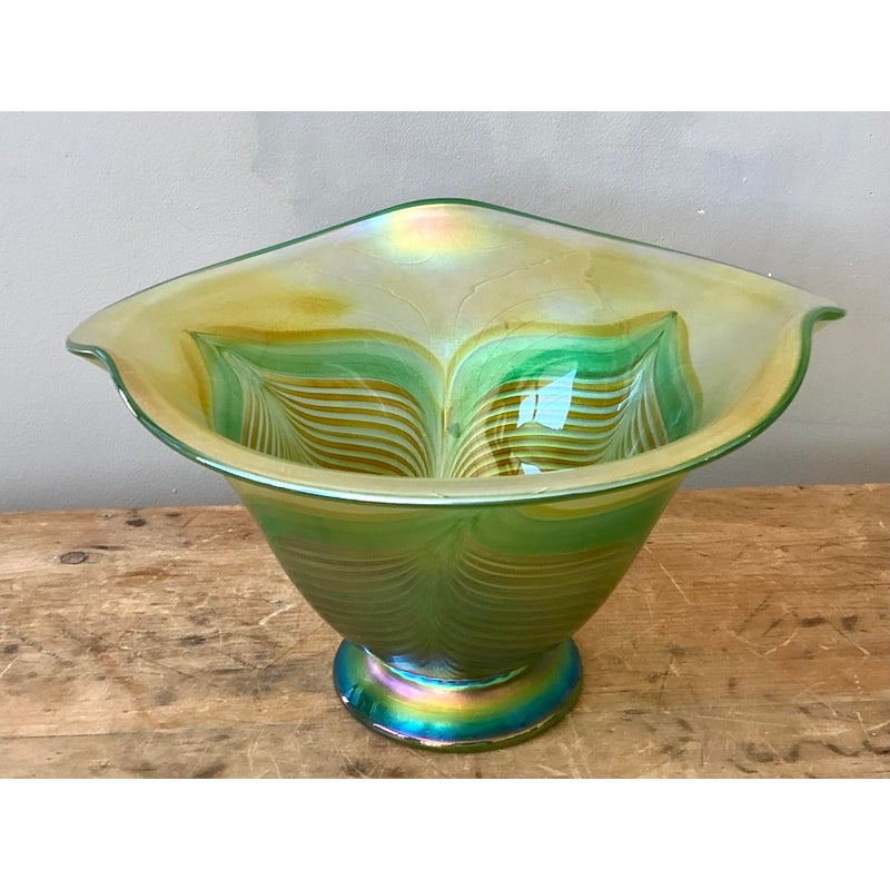 Vintage Czech Fusion Z Art Glass Bowl - Top view