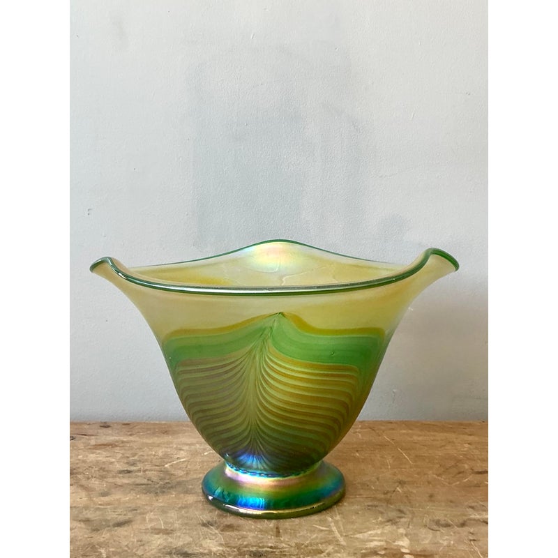 Vintage Czech Fusion Z Art Glass Bowl - Back view