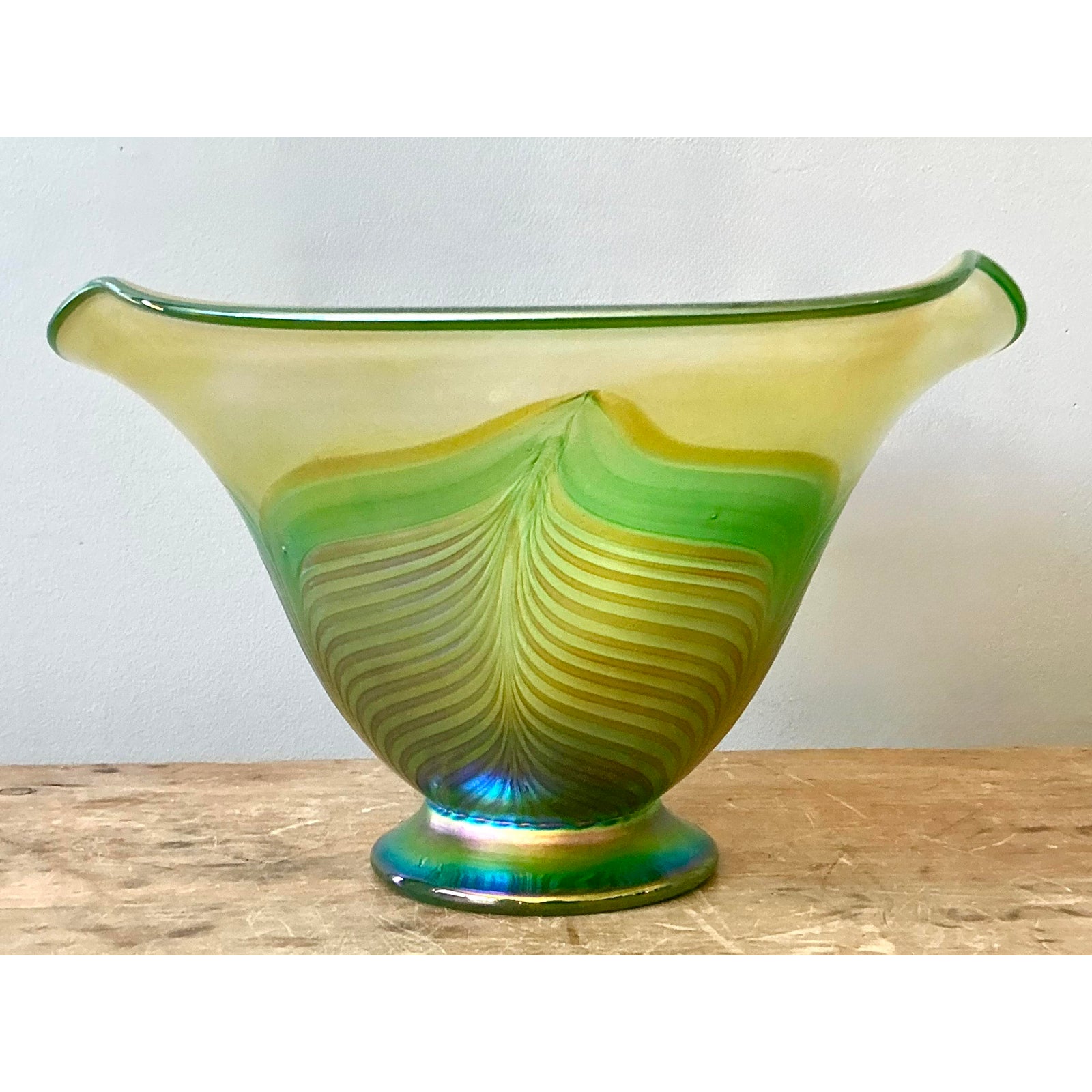 Vintage Czech Fusion Z Art Glass Bowl - Side view