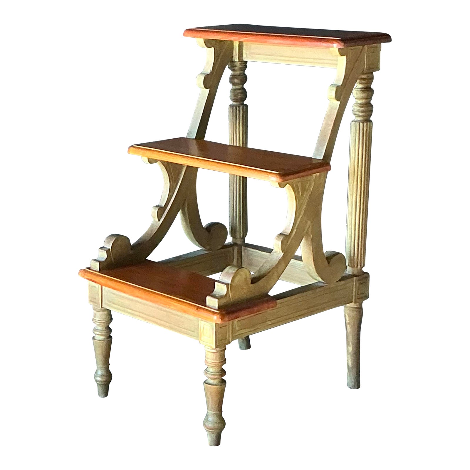 Vintage Regency Washed Wood Library Steps