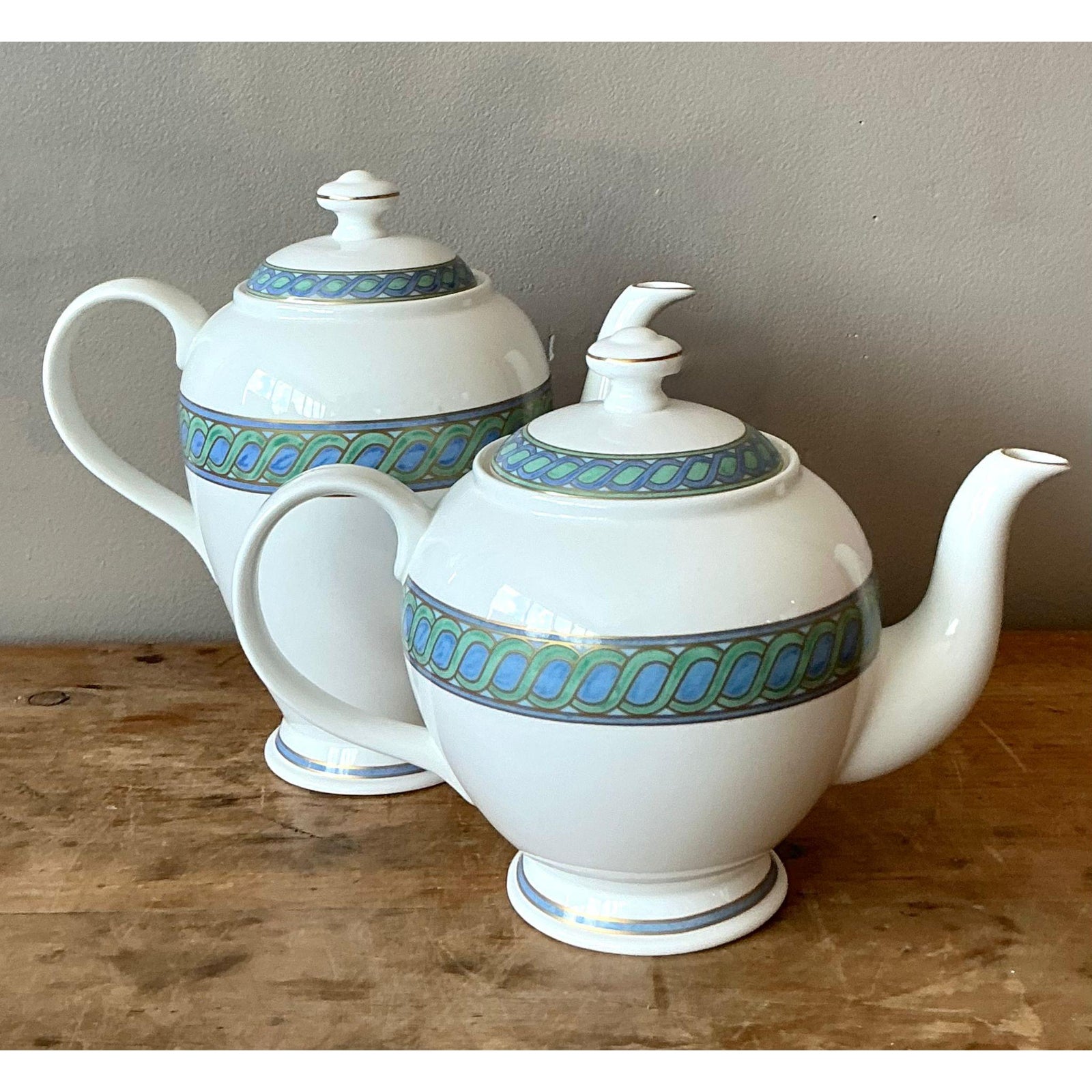 Vintage Boho Christofle "Torsada" Coffee & Teapot With Lid - A Pair - Back view