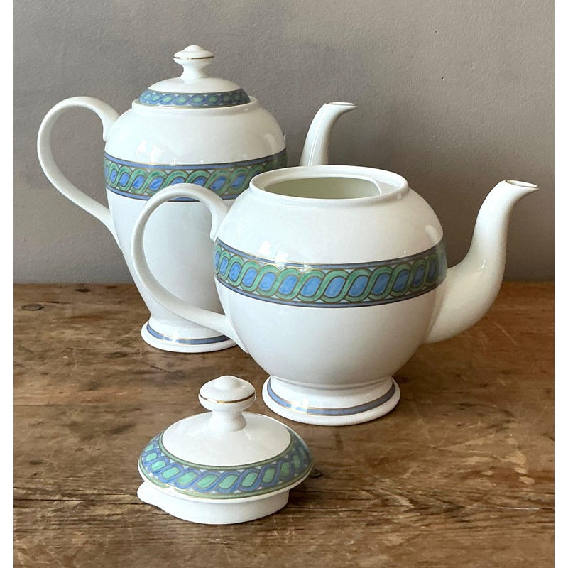 Vintage Boho Christofle "Torsada" Coffee & Teapot With Lid - A Pair - Top view