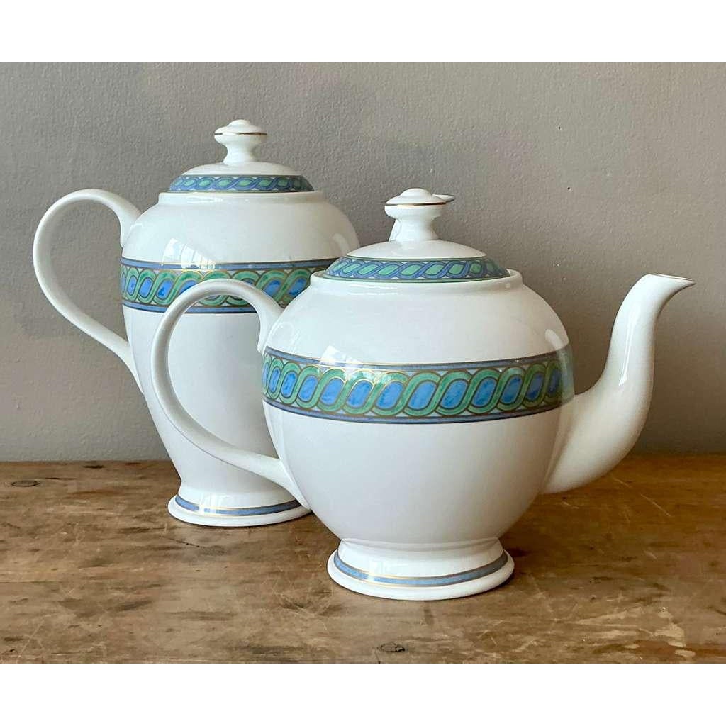 Vintage Boho Christofle "Torsada" Coffee & Teapot With Lid - A Pair - Side view