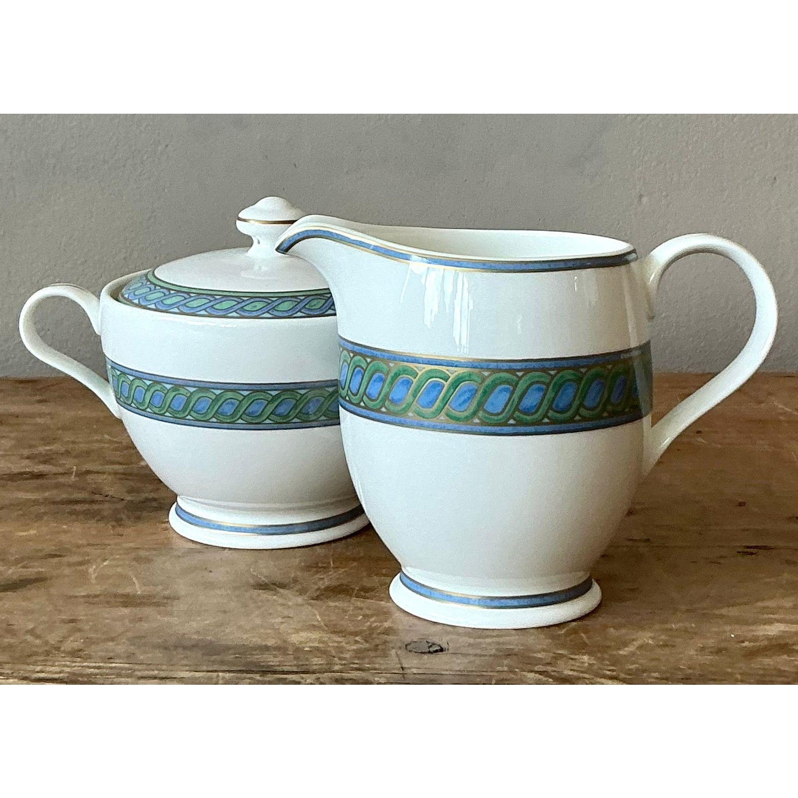 Vintage Boho Christofle "Torsada" Creamer & Lidded Sugar Bowl - A Pair - Top view