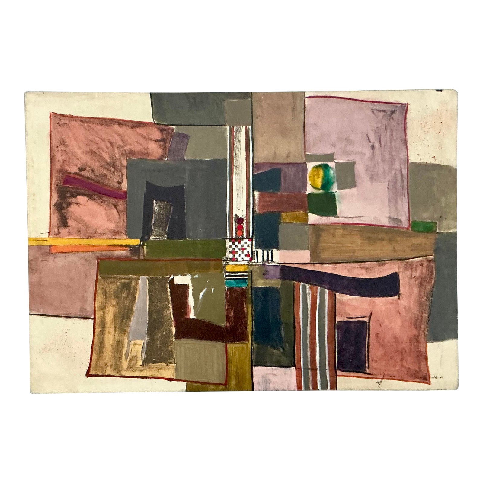 Vintage Boho Monumental Abstract Oil on Canvas