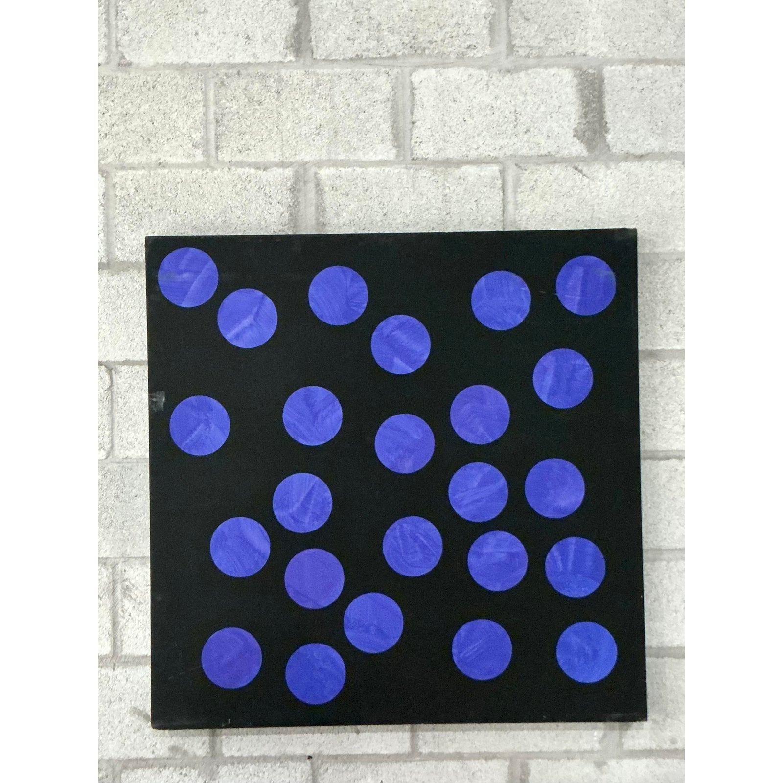 Vintage Boho Abstract Geometric Oil on Canvas - Side view