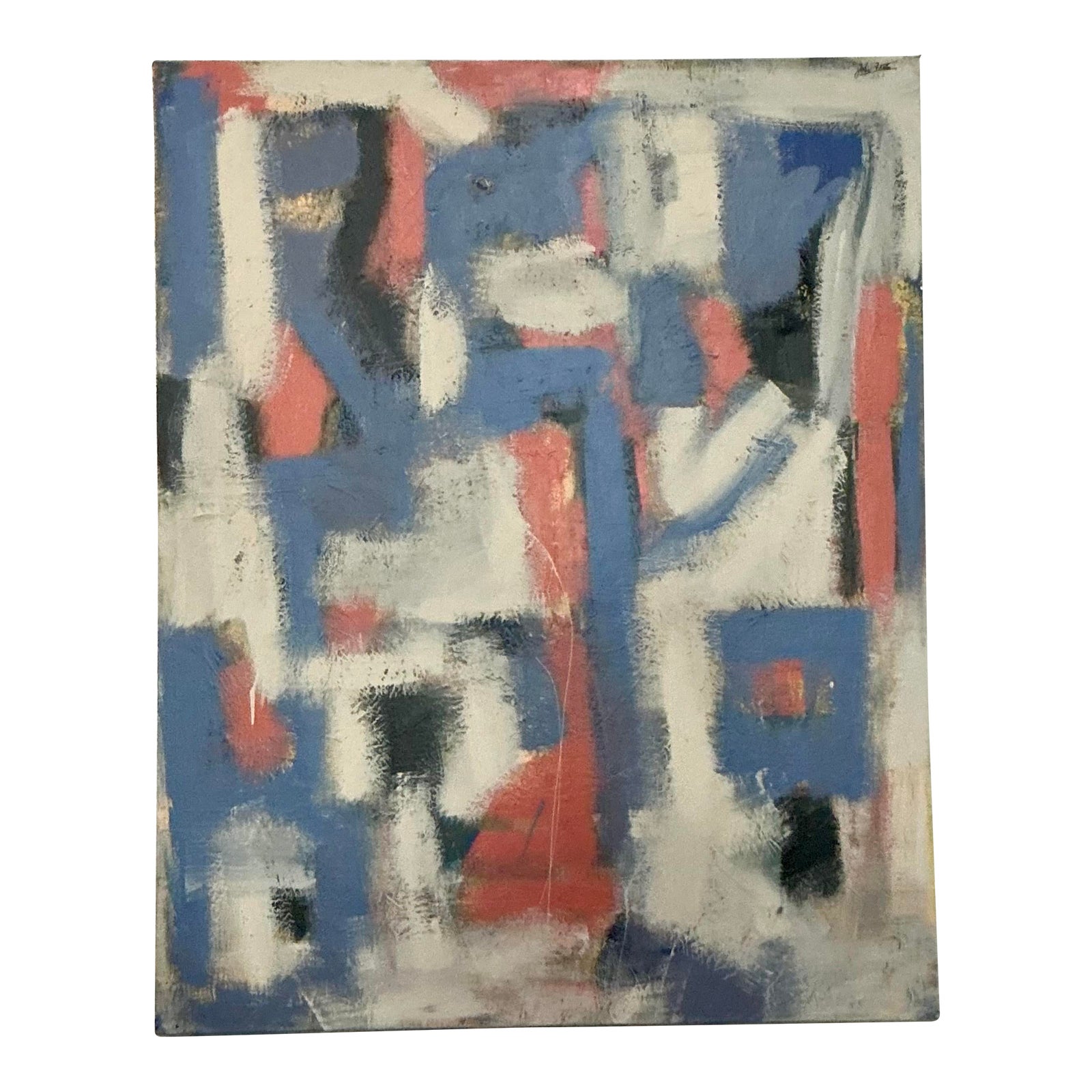 Vintage Boho Monumental Original Abstract Oil on Canvas
