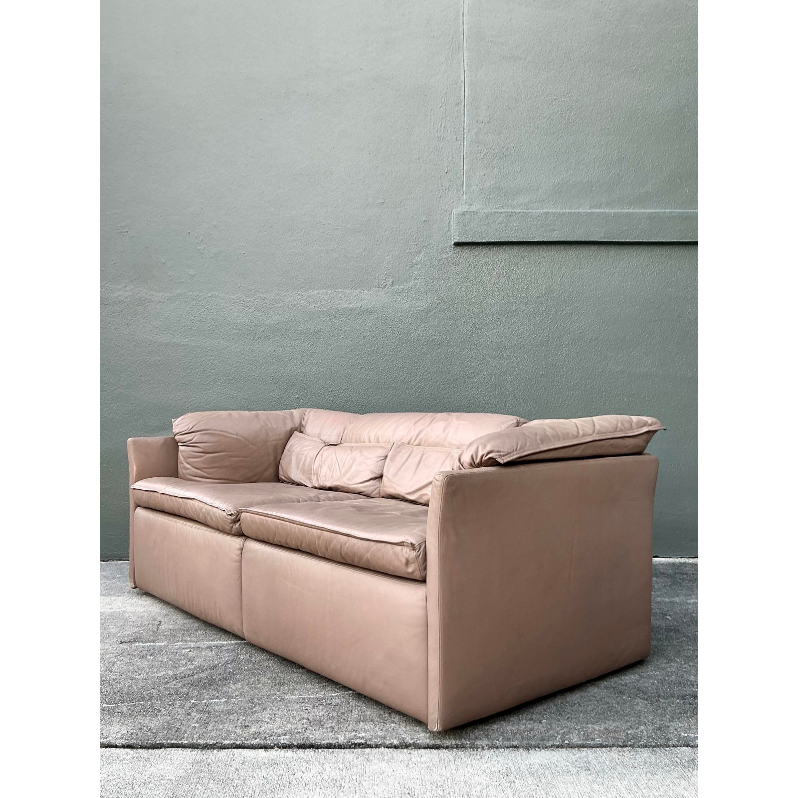 Vintage Italian Sapporitti Leather Sofa - Back view