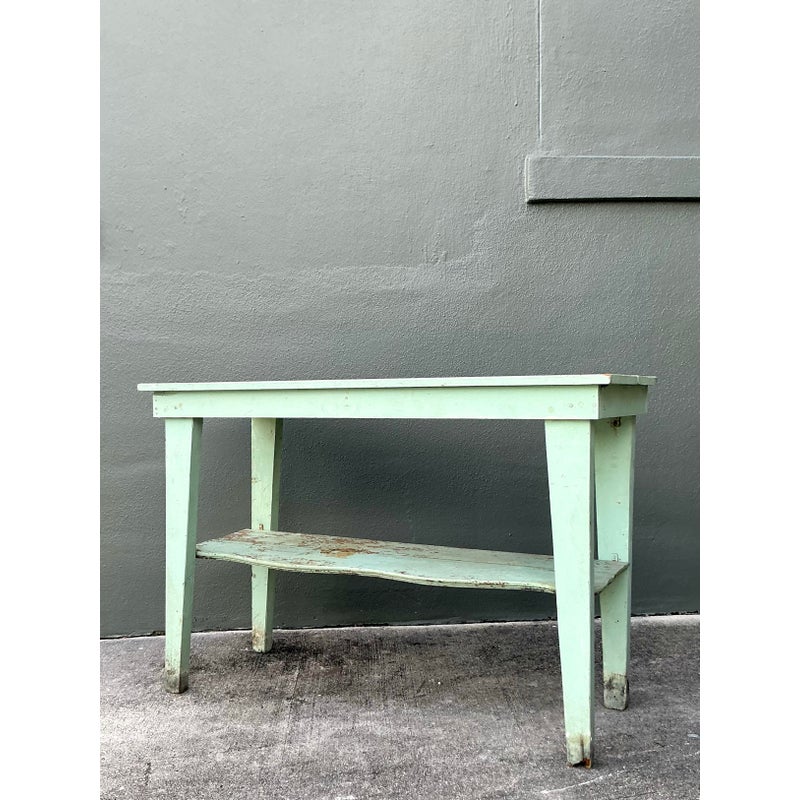 Vintage Boho Primitive Distressed Console Table - Side view