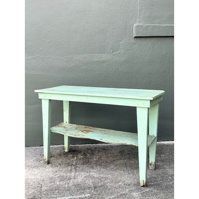 Vintage Boho Primitive Distressed Console Table - Back view