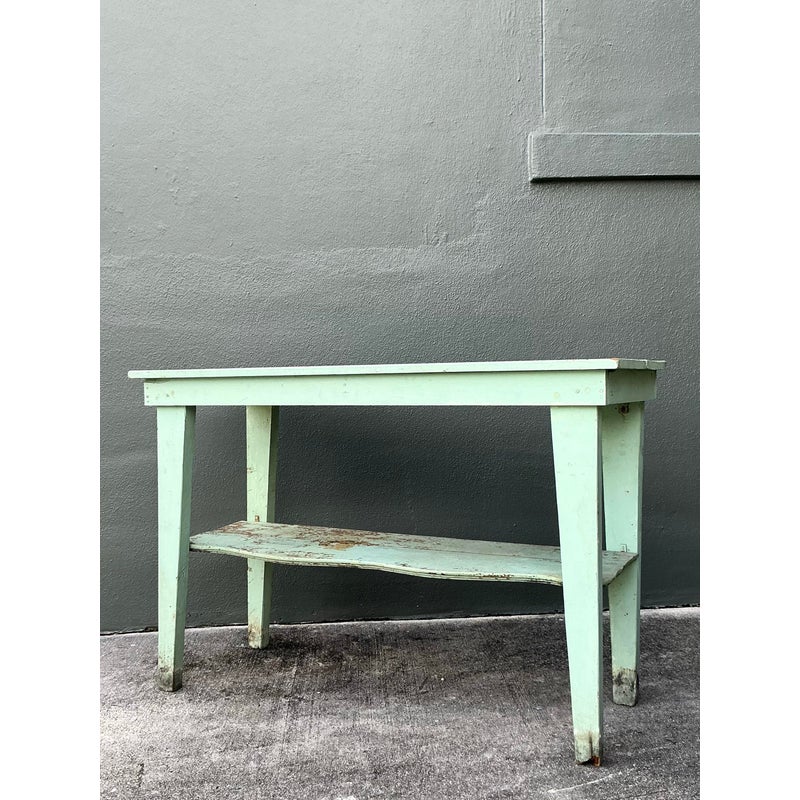 Vintage Boho Primitive Distressed Console Table - Top view