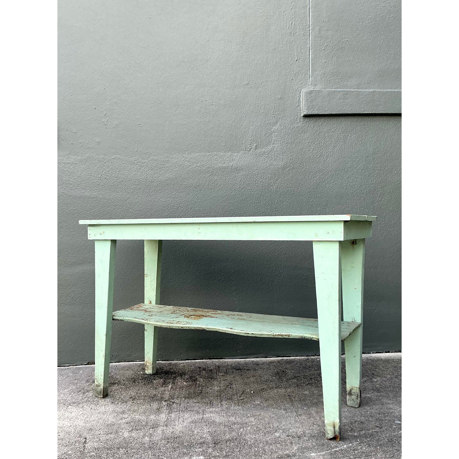 Vintage Boho Primitive Distressed Console Table - Detail view