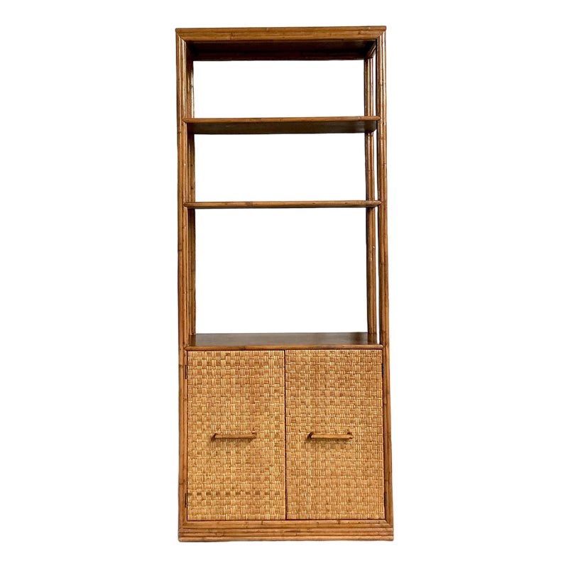 Vintage Boho Woven Rattan Etagere