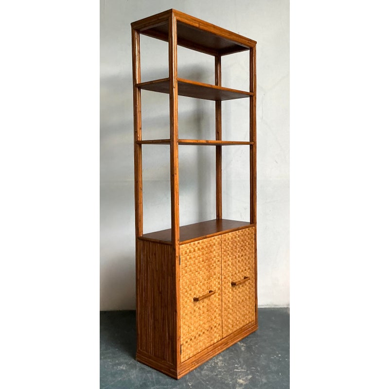 Vintage Boho Woven Rattan Etagere - Top view