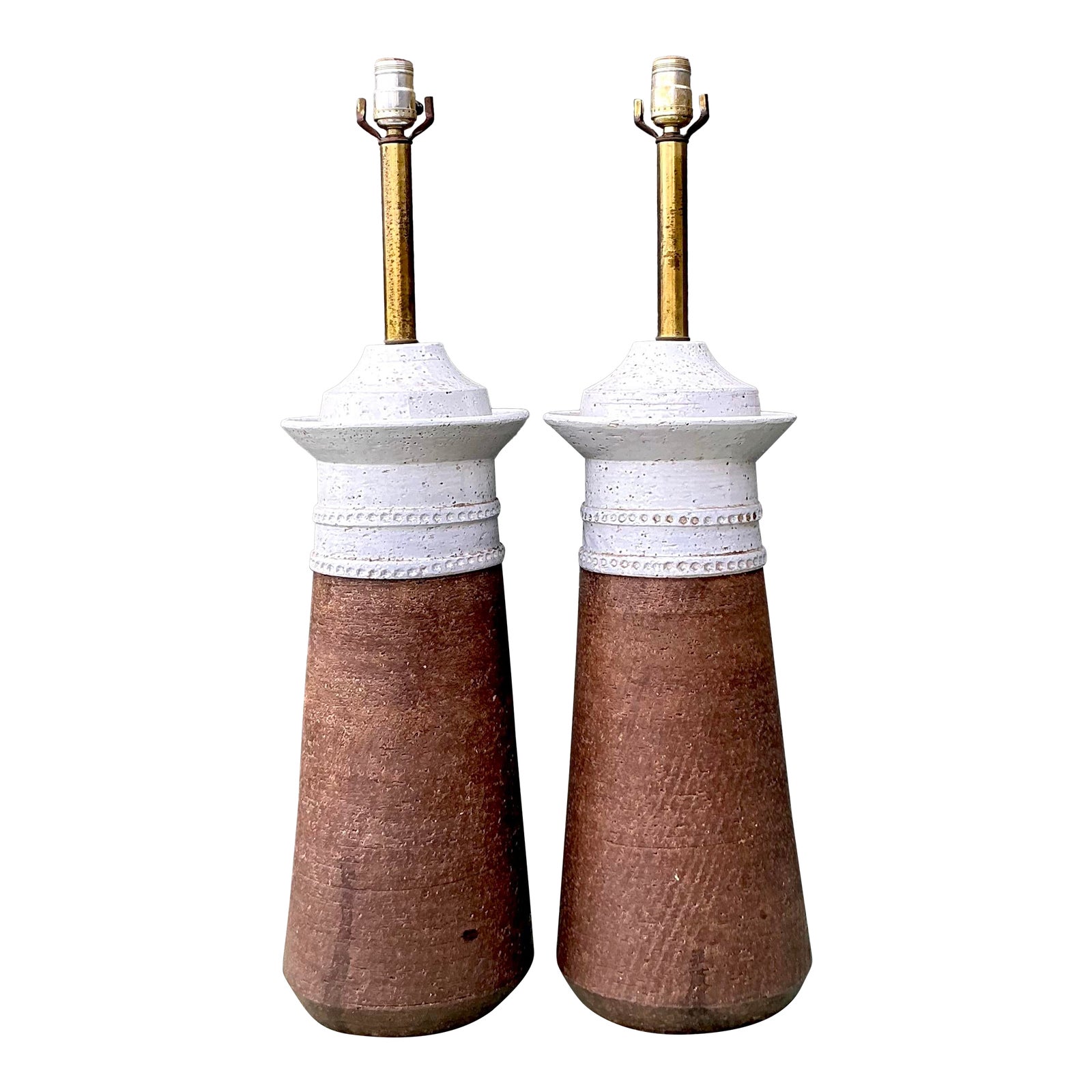 Vintage Boho Italian Ceramic Lamps After Bitossi