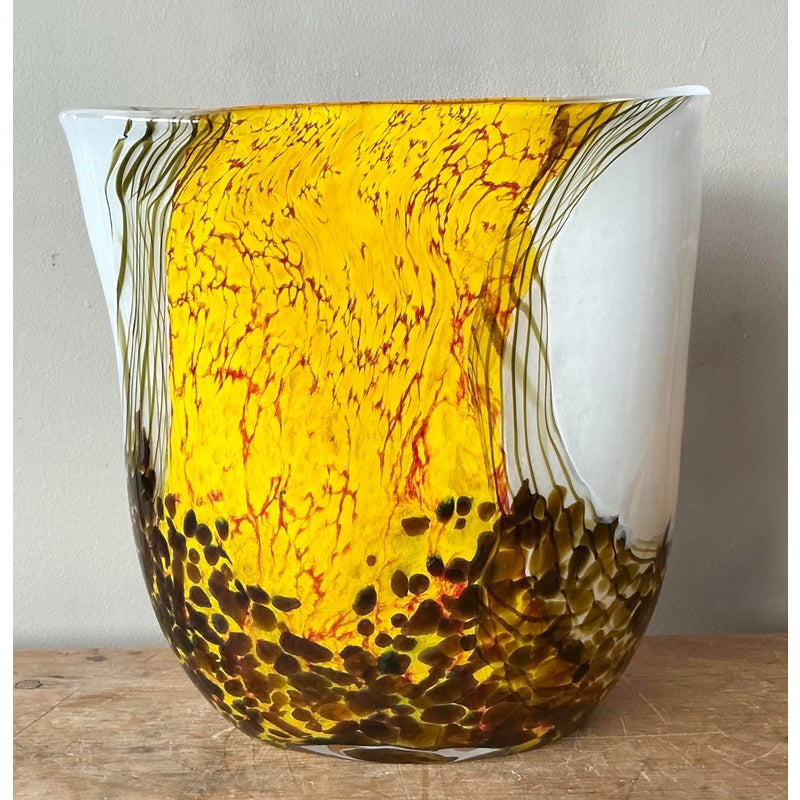 Vintage Boho Volcano Glass Vase - Top view