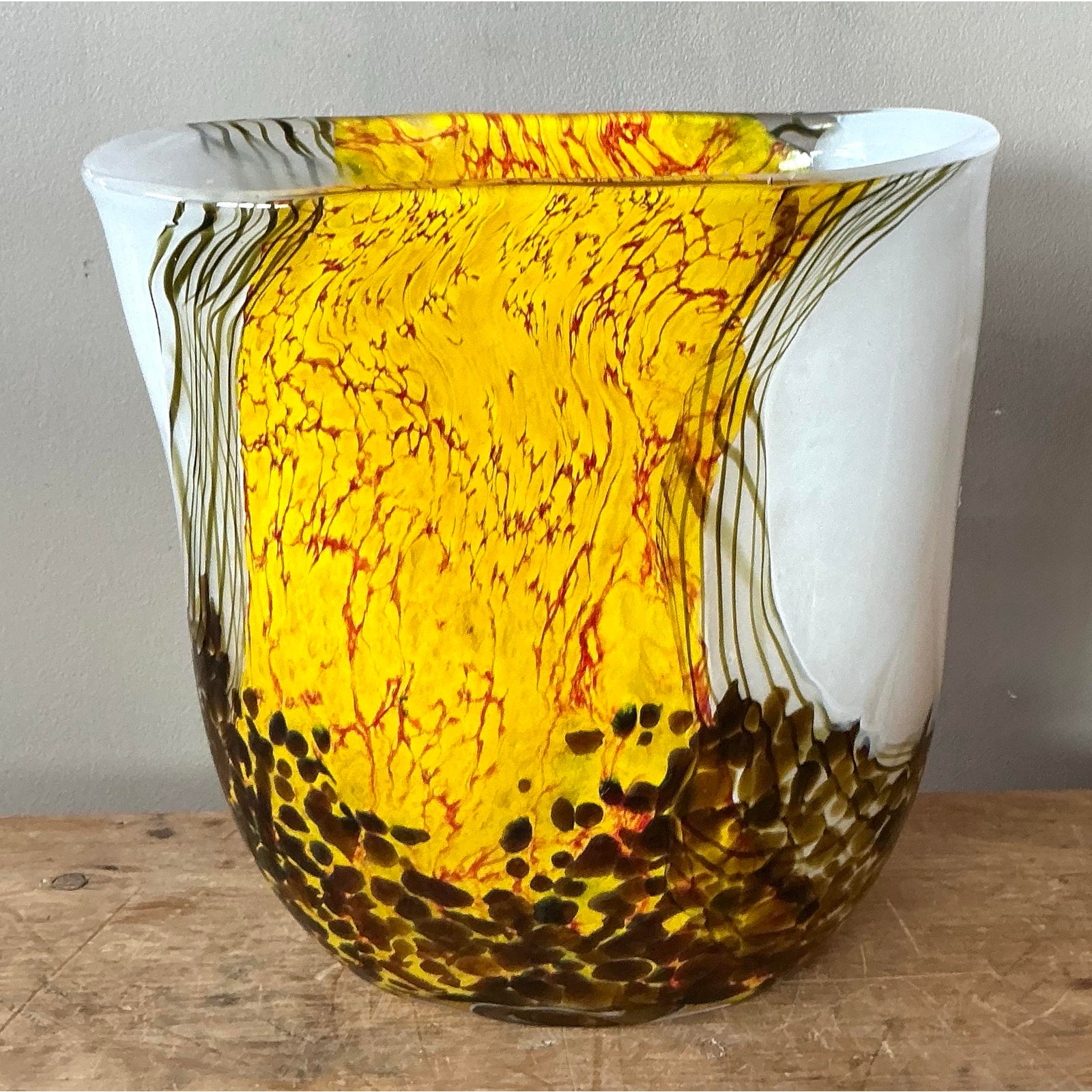 Vintage Boho Volcano Glass Vase - Back view