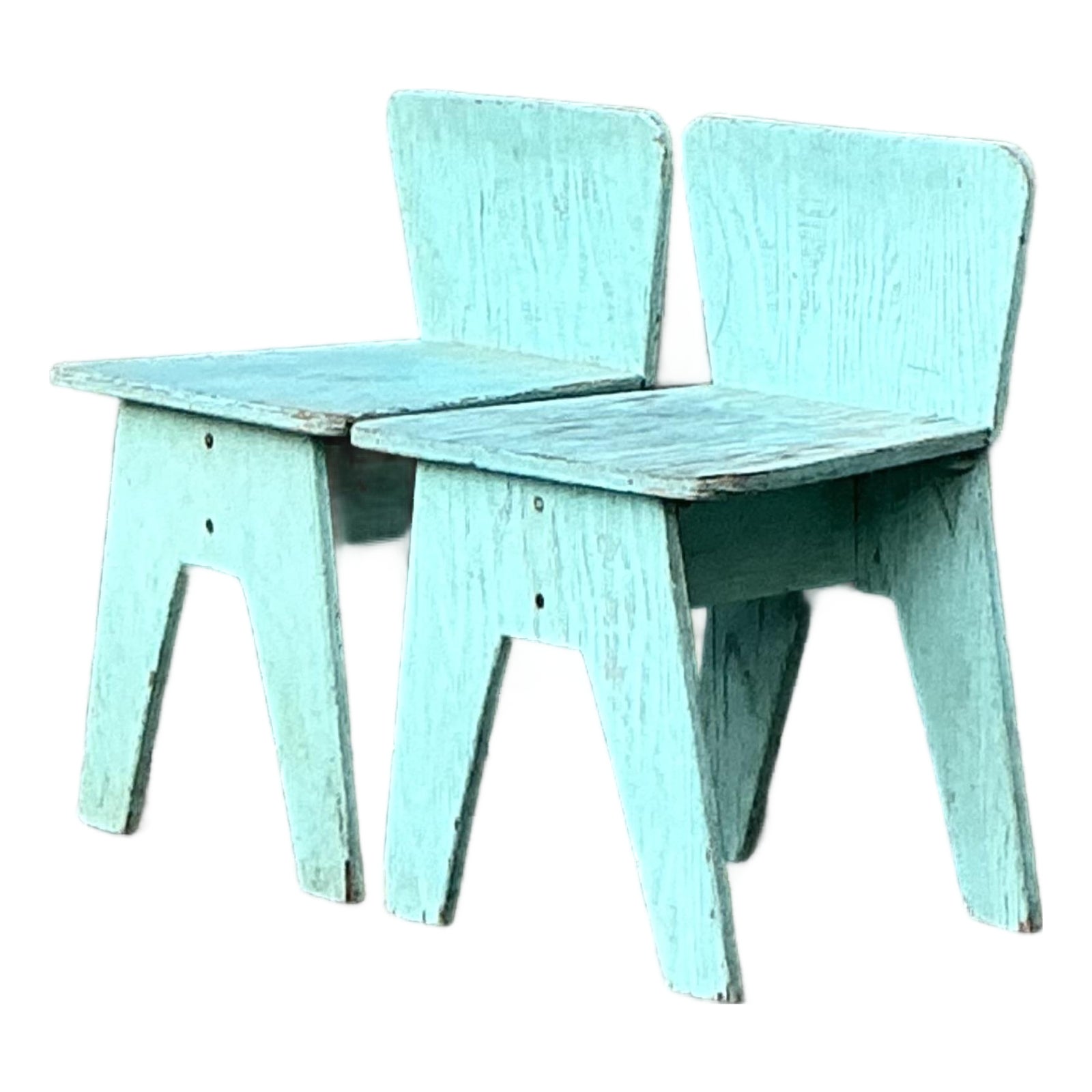 Vintage Boho Primitive Low Chairs - A Pair