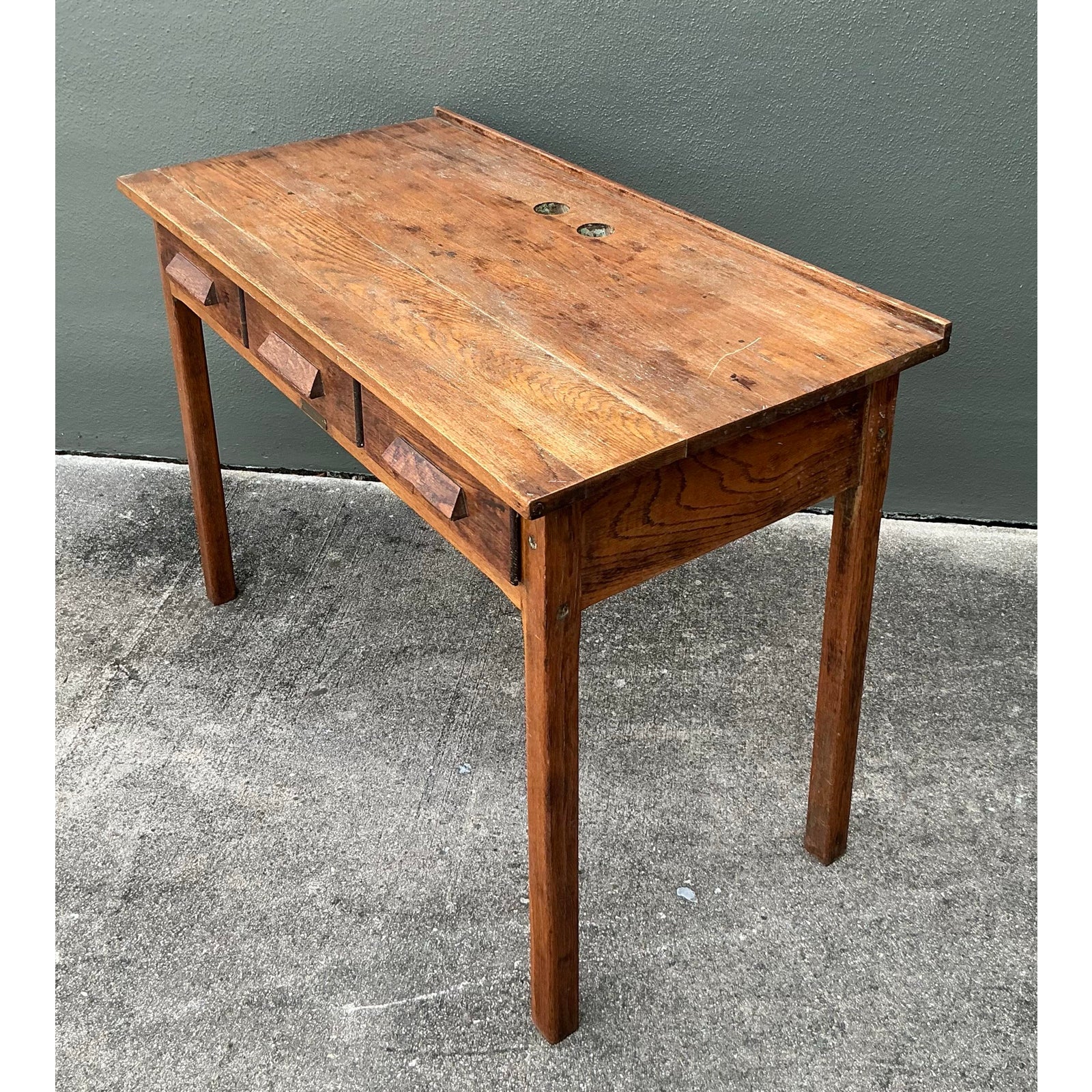 Vintage Rustic C. Christiansen Workbench Desk - Top view