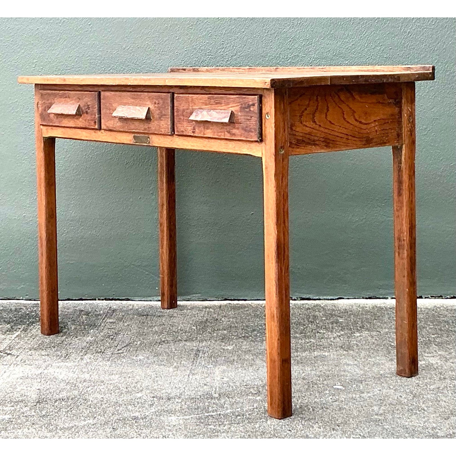 Vintage Rustic C. Christiansen Workbench Desk - Detail view