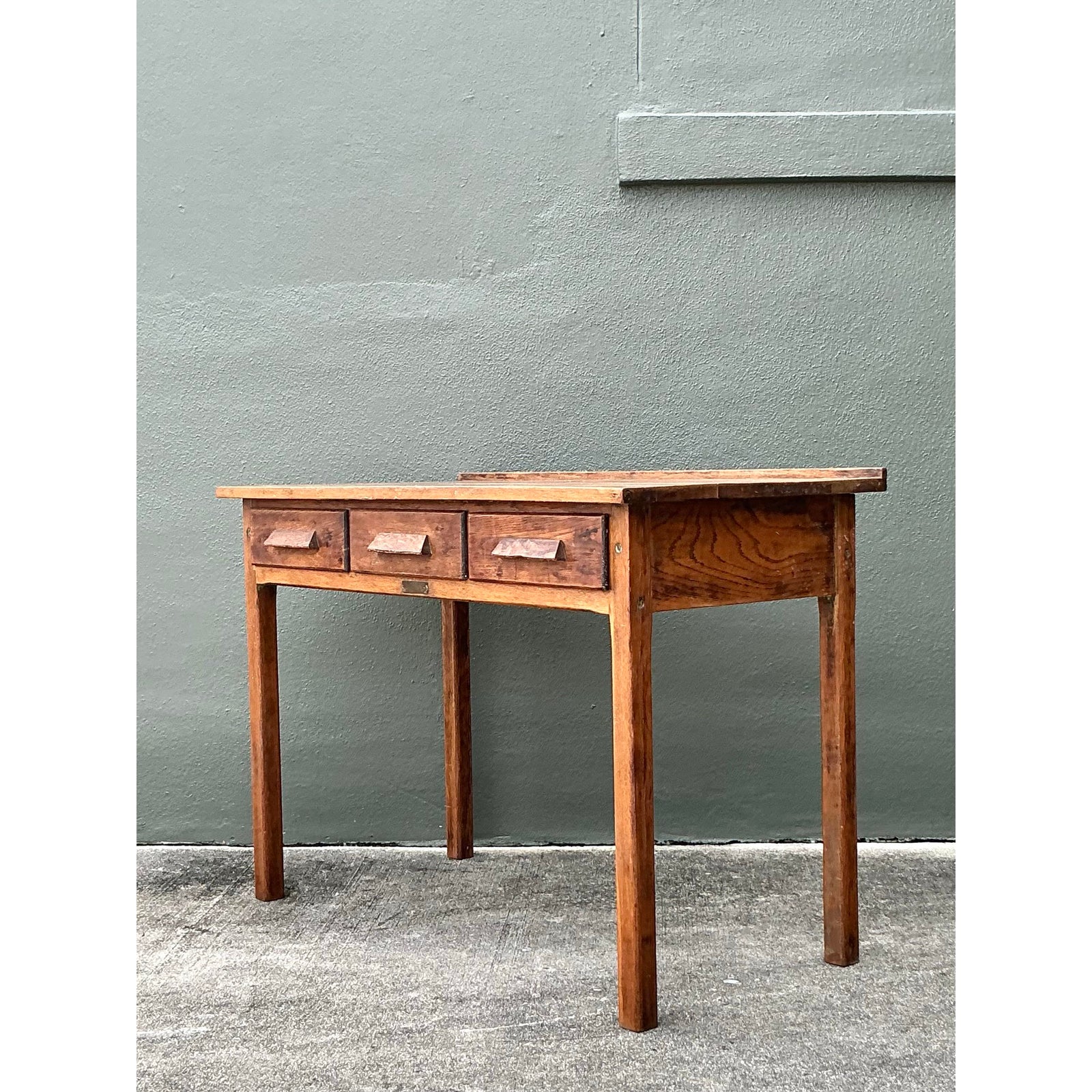Vintage Rustic C. Christiansen Workbench Desk - Side view