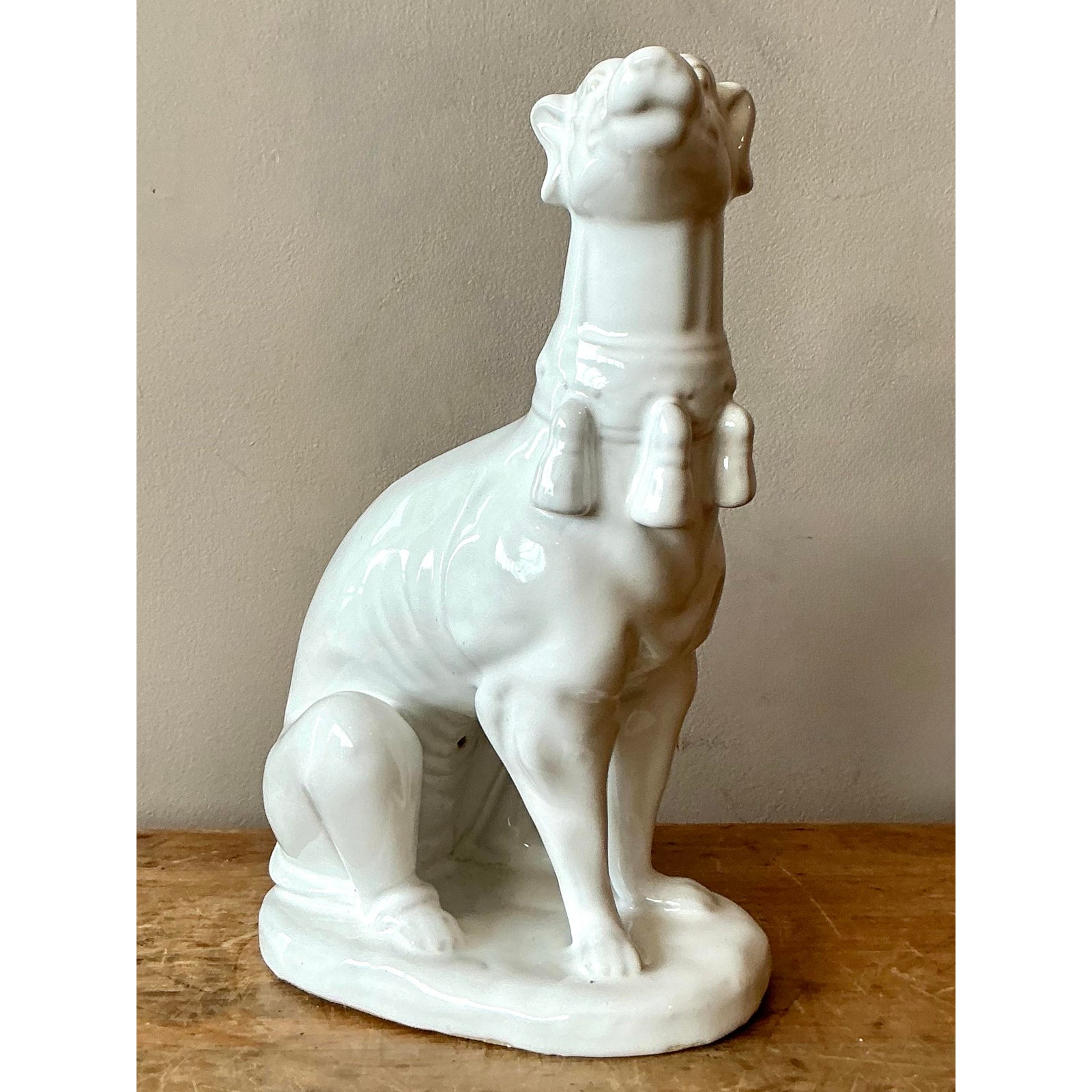 Vintage Regency Glazed Ceramic Dog - Detail view