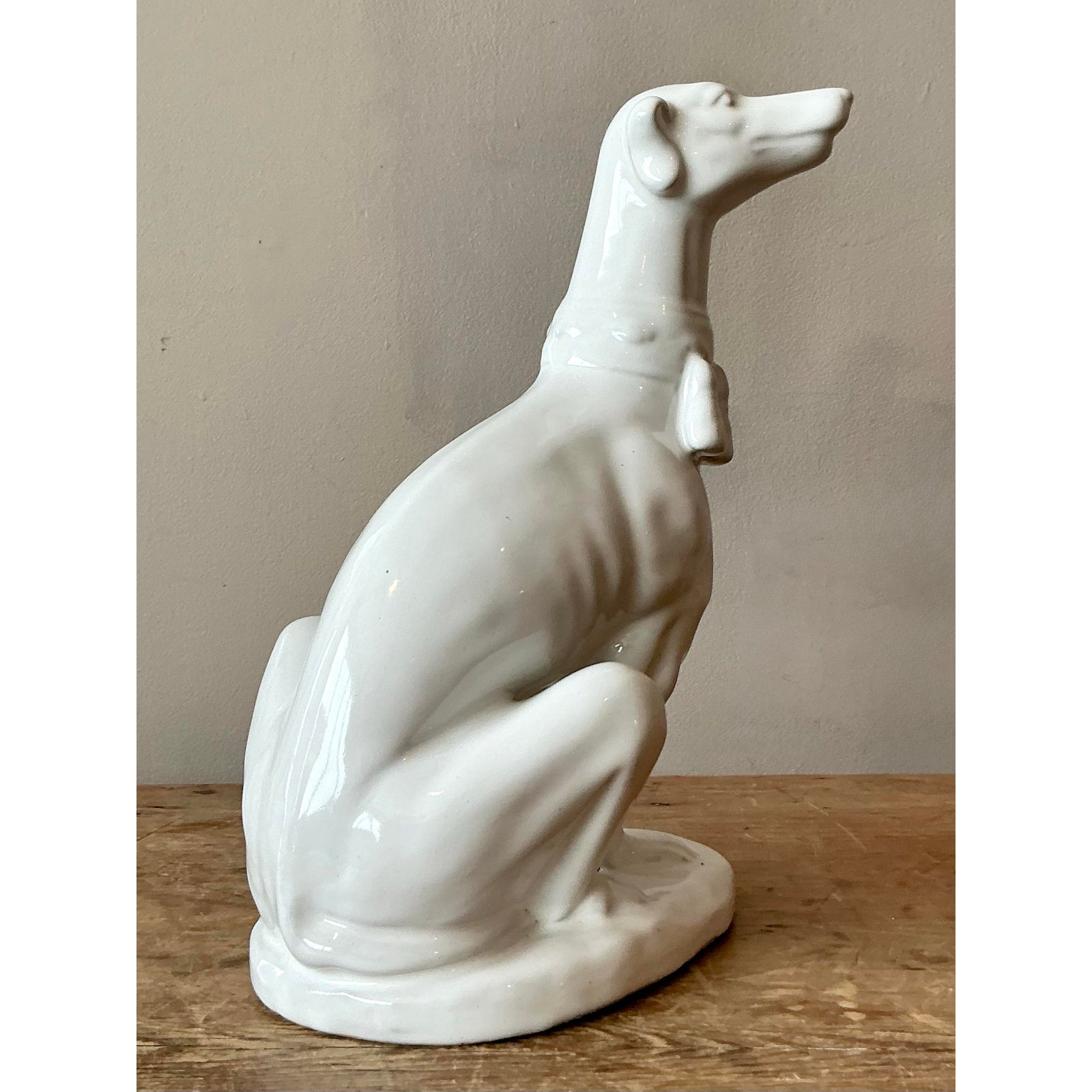 Vintage Regency Glazed Ceramic Dog - Side view