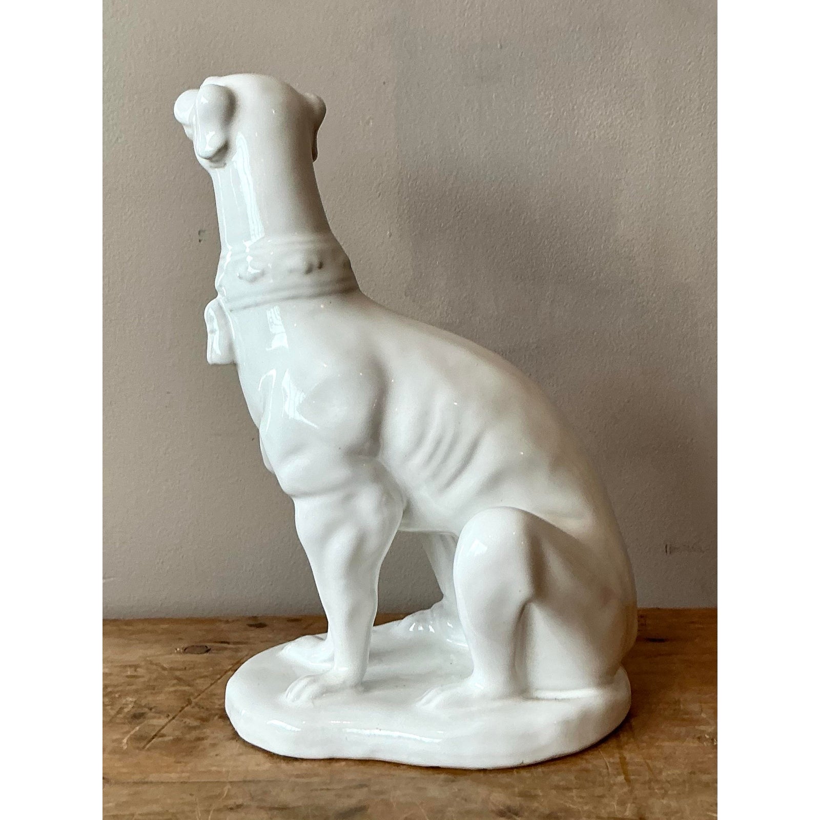 Vintage Regency Glazed Ceramic Dog - Top view