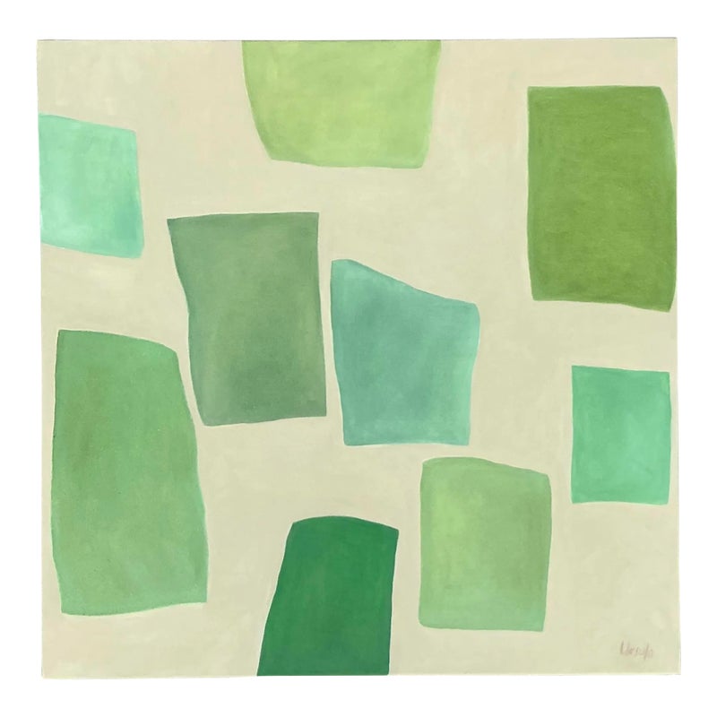 Vintage Boho Original Geometric Abstract Oil on Canvas