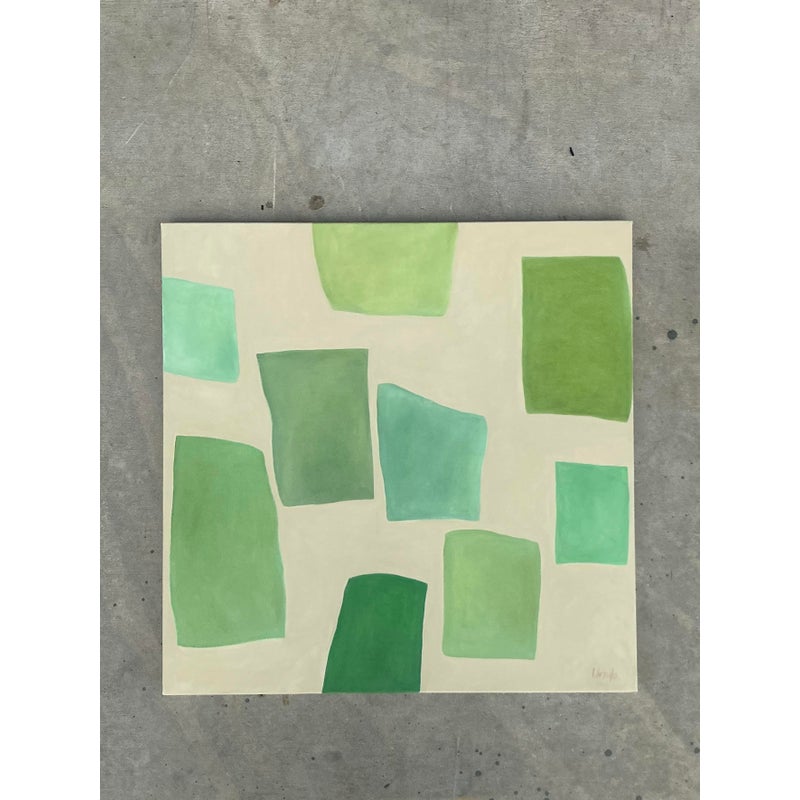 Vintage Boho Original Geometric Abstract Oil on Canvas - Back view