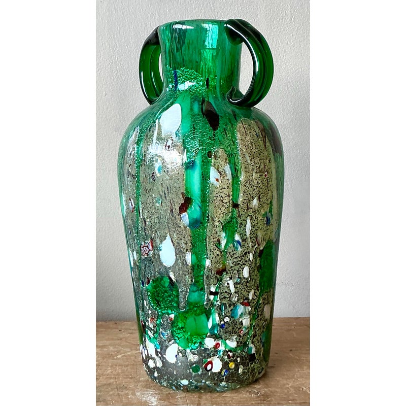 Vintage Italian Art Glass Vase After Murano - Side view