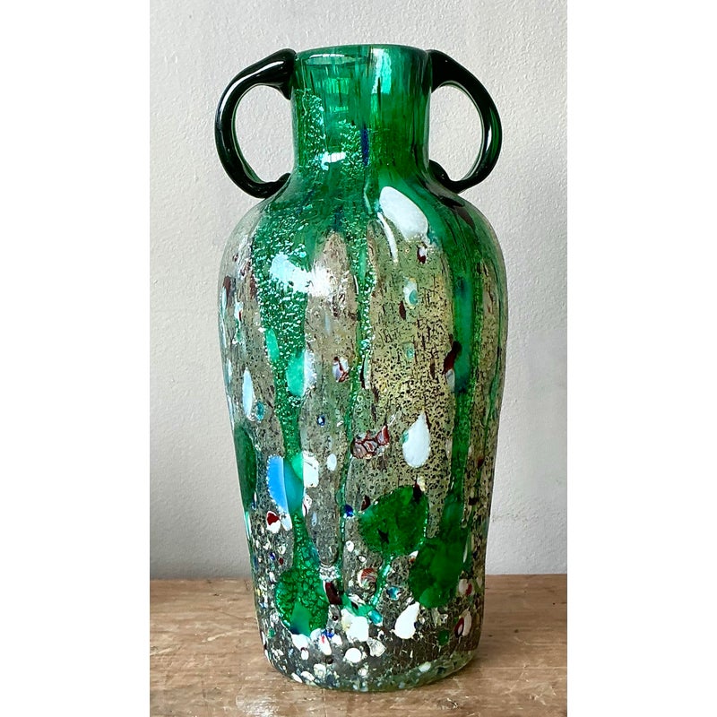 Vintage Italian Art Glass Vase After Murano - Detail view