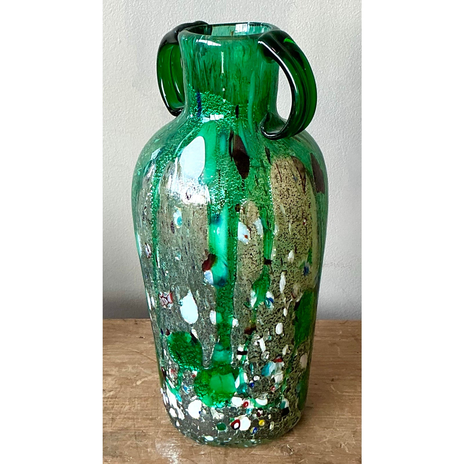 Vintage Italian Art Glass Vase After Murano - Back view