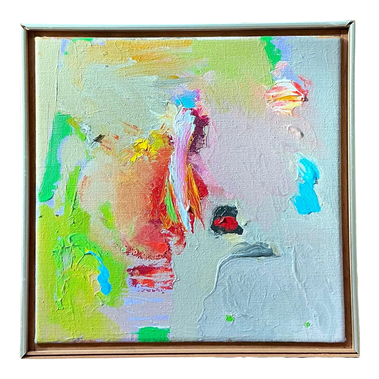 Vintage Boho 1980s Abstract Oil Painting on Canvas