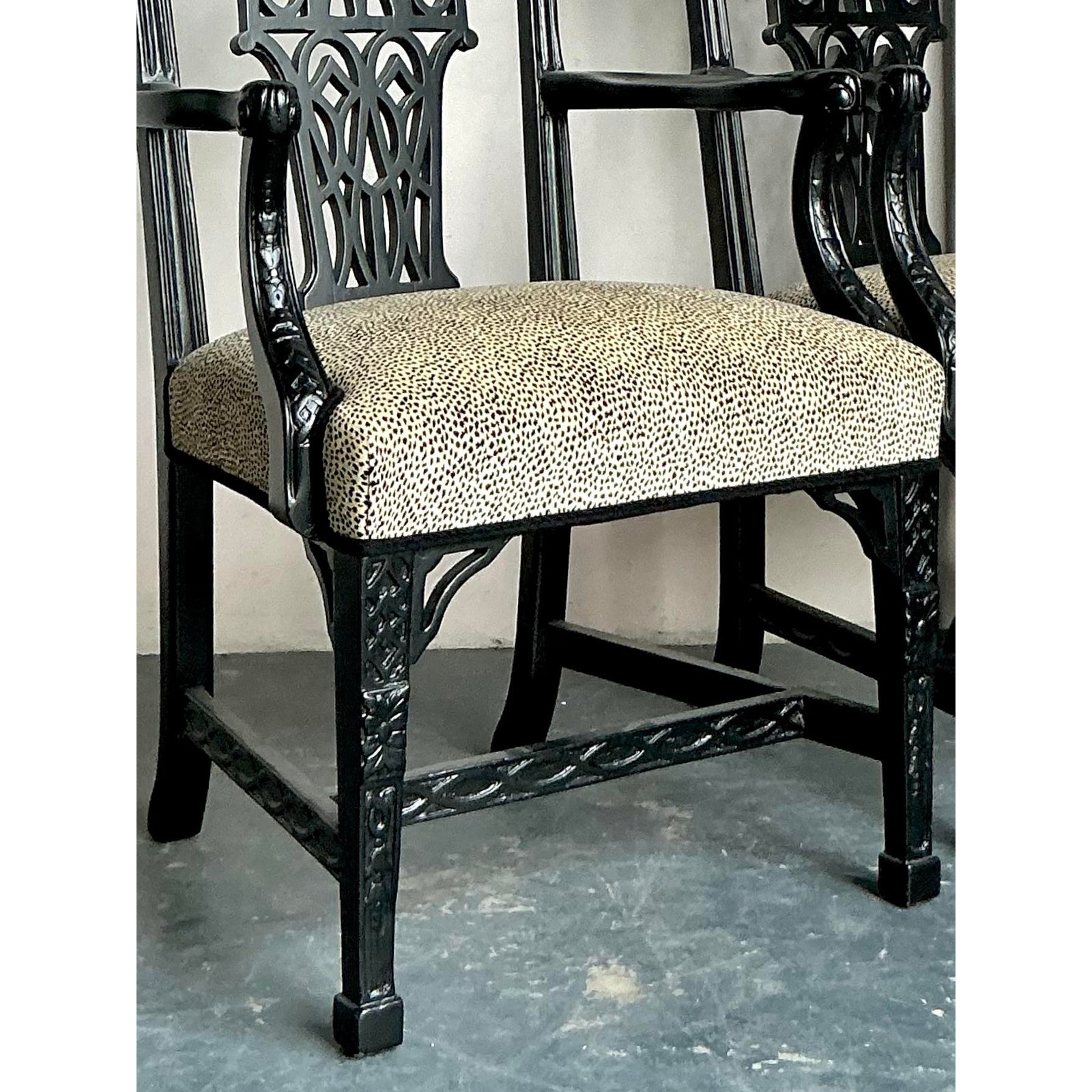 Vintage Regency Pagoda Arm Chairs - A Pair - Top view