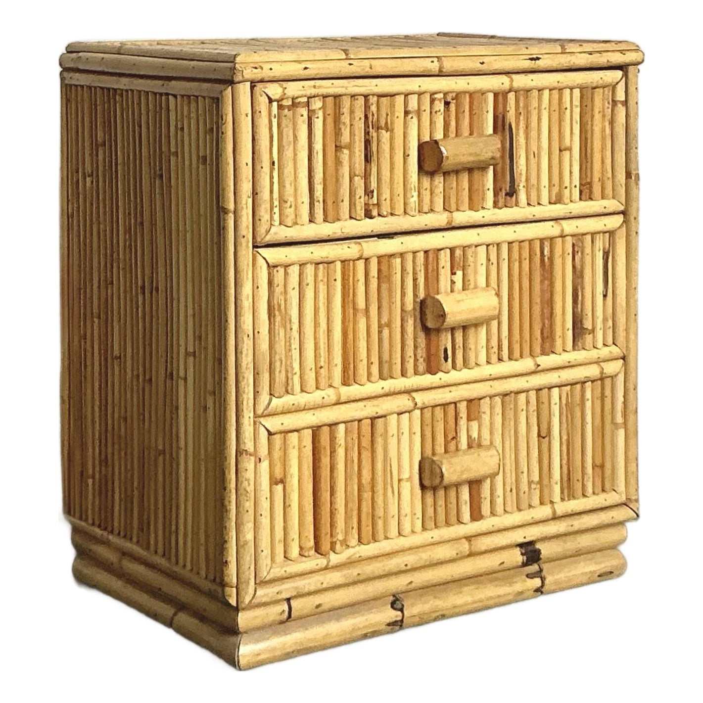 Vintage Boho Bamboo Side Chest