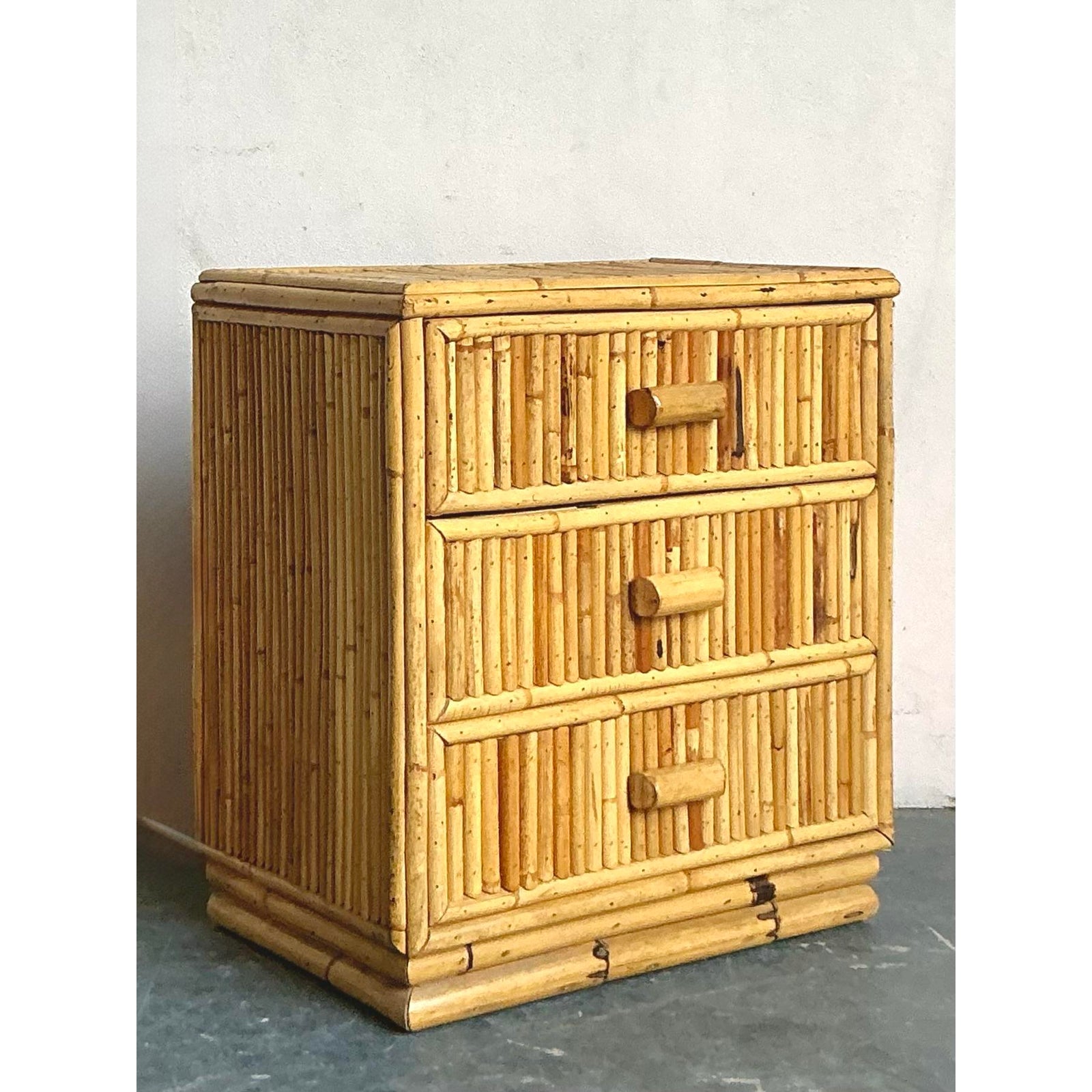 Vintage Boho Bamboo Side Chest - Detail view