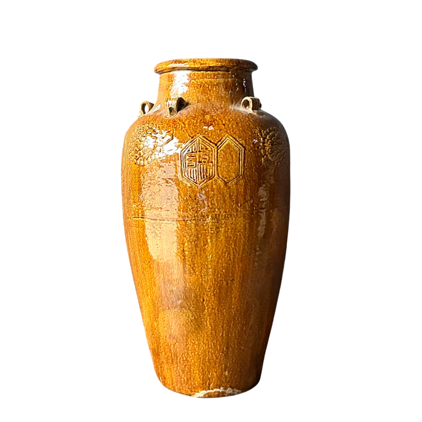 Vintage Boho Glazed Ceramic Urn