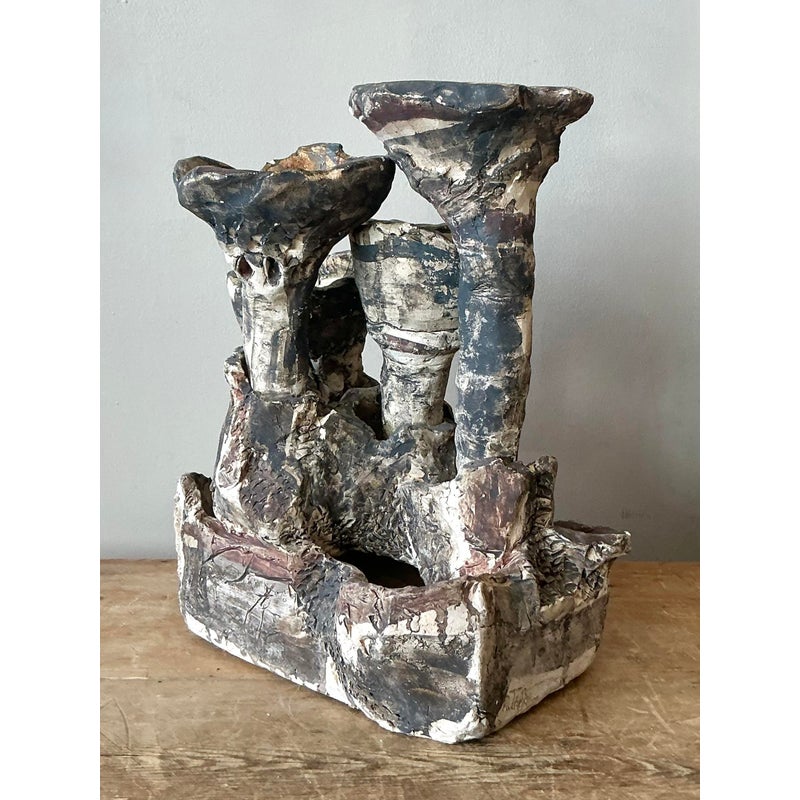 Vintage Boho Abstract Studio Pottery Vase - Detail view