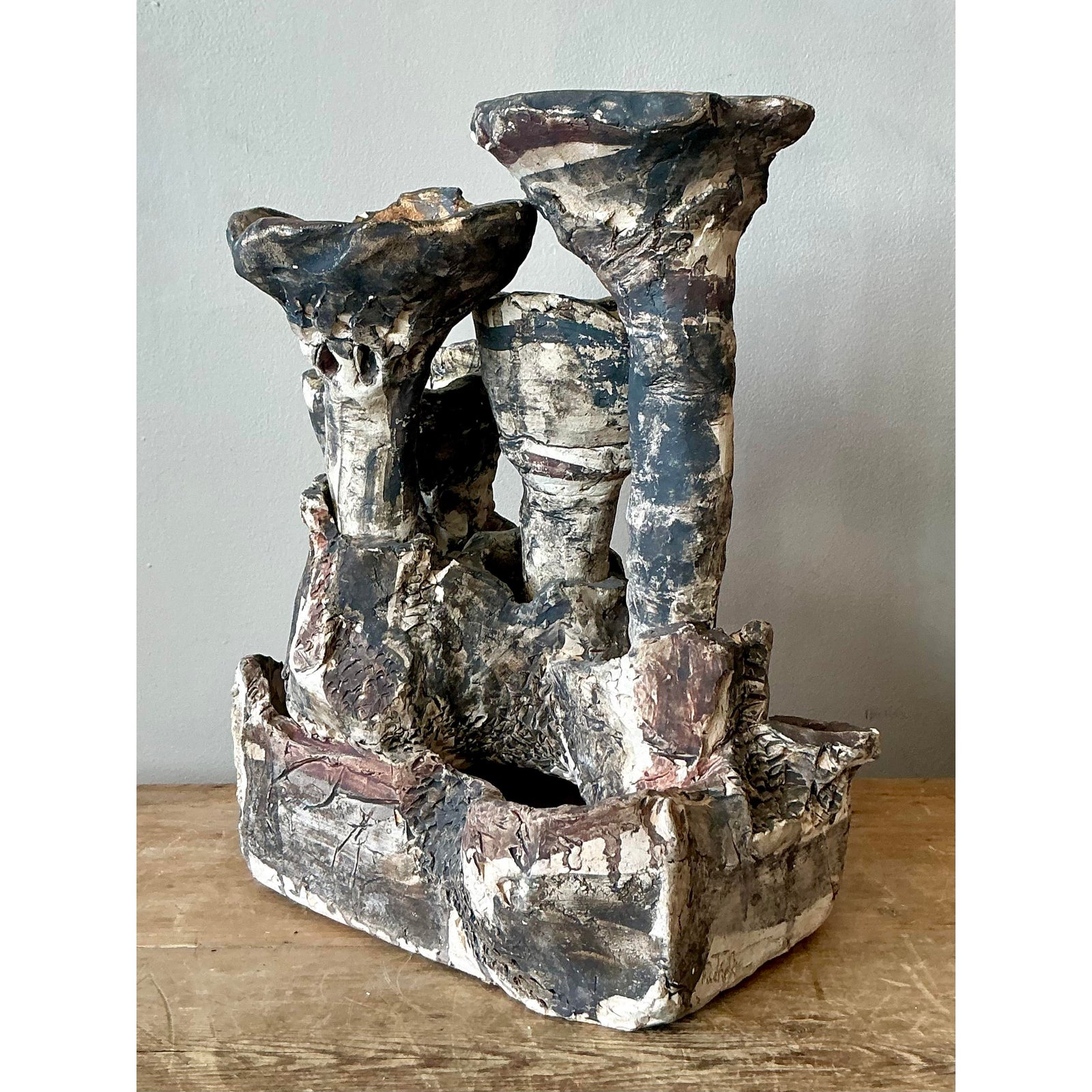 Vintage Boho Abstract Studio Pottery Vase - Side view