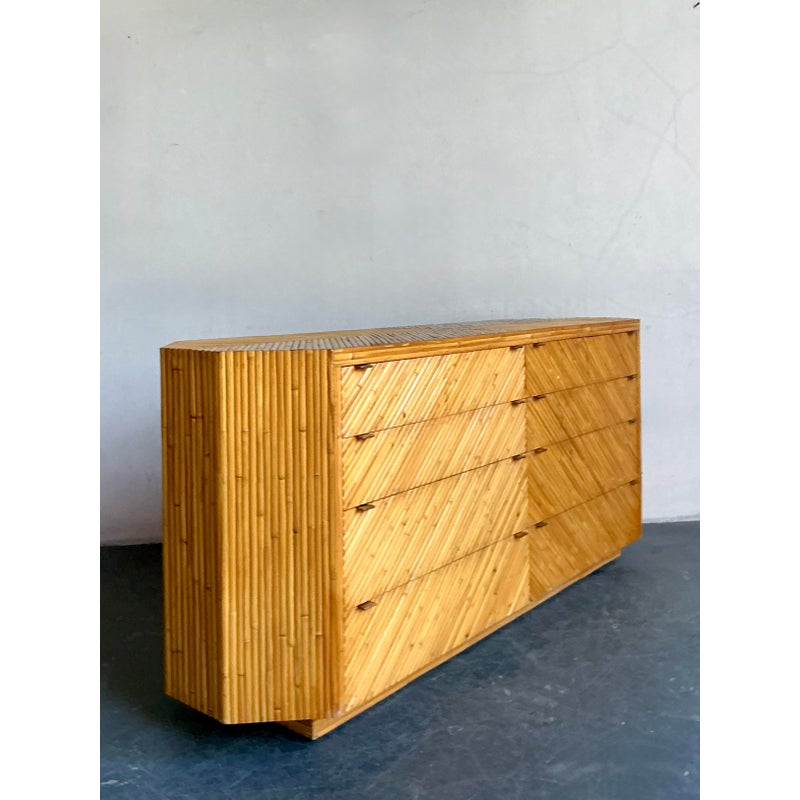 Vintage Boho Faceted Chevron Reed Dresser - Back view