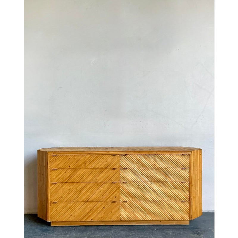 Vintage Boho Faceted Chevron Reed Dresser - Top view