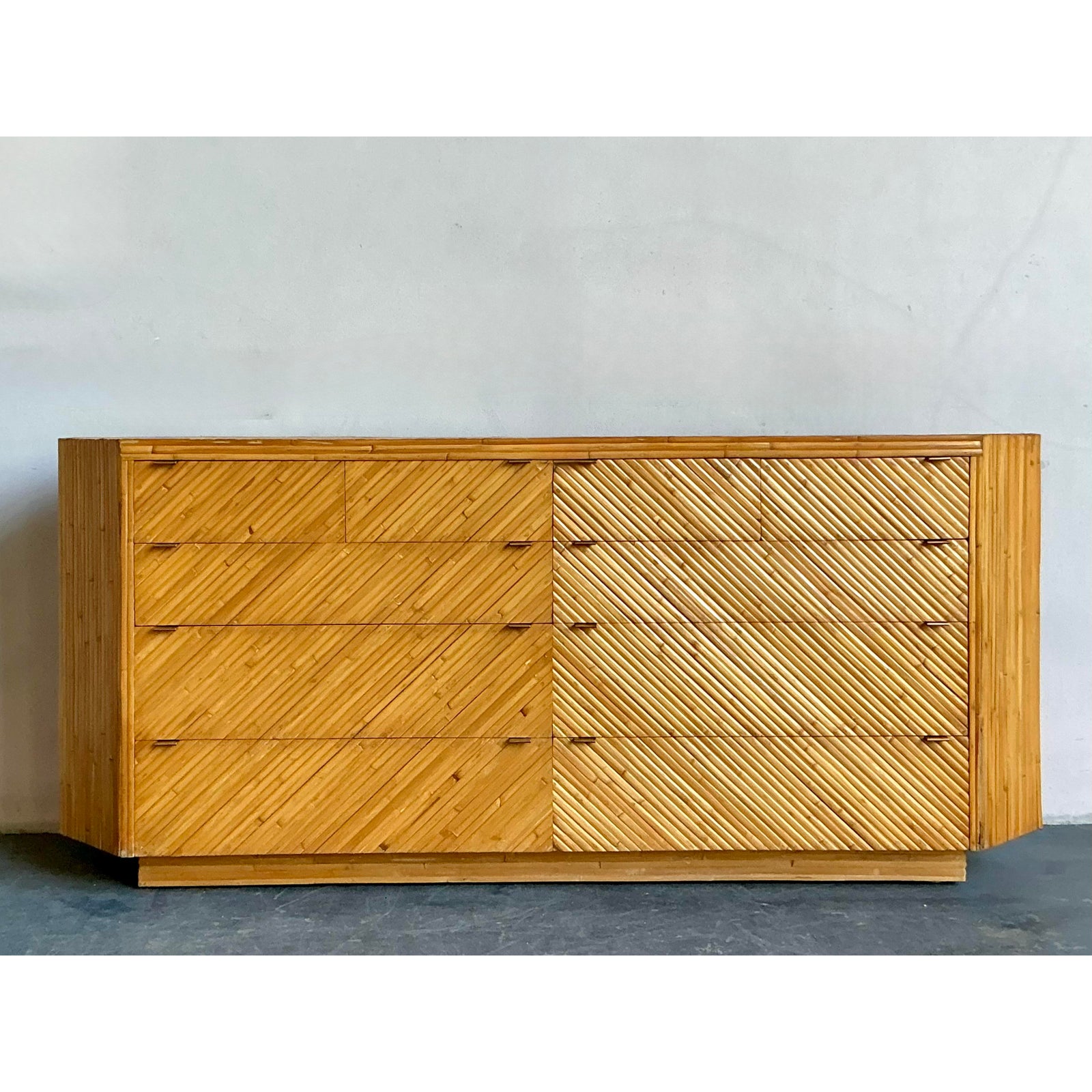Vintage Boho Faceted Chevron Reed Dresser - Detail view