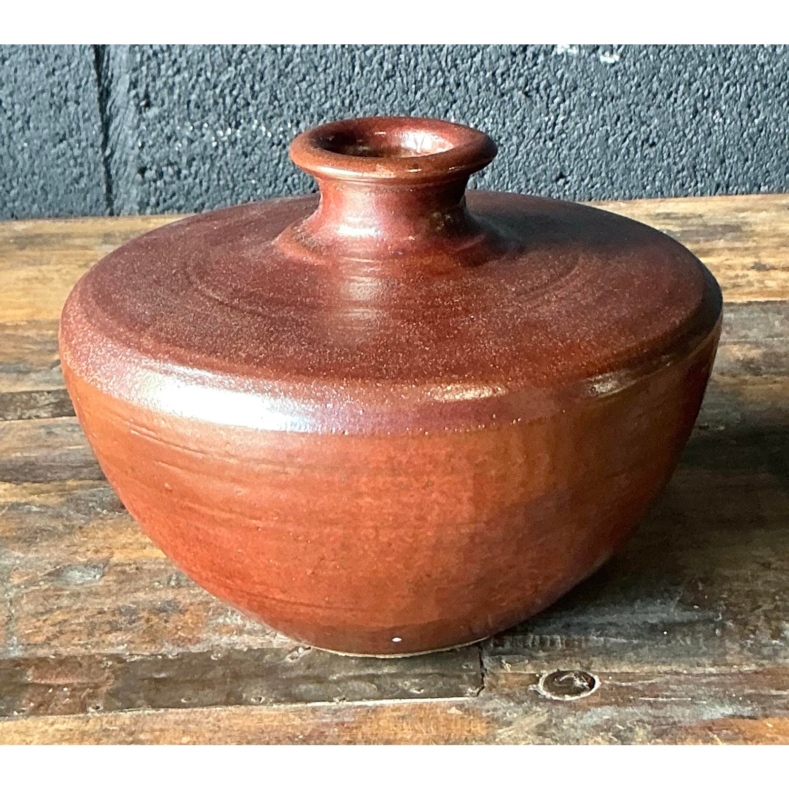 Vintage Boho Original Studio Pottery Vase - Side view