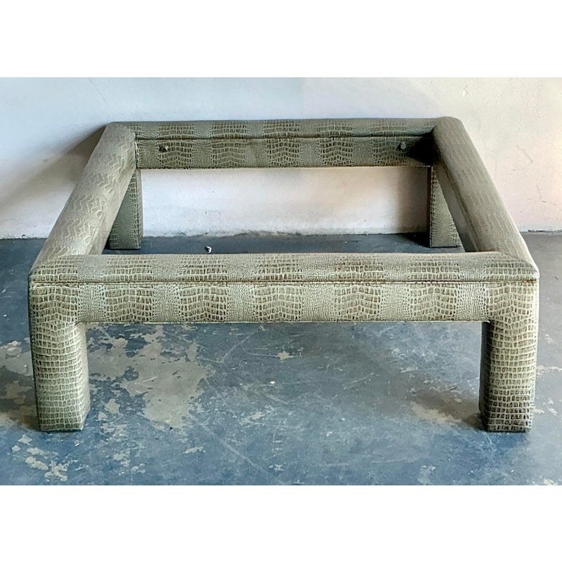 Vintage Boho Stamped Croco Coffee Table - Back view